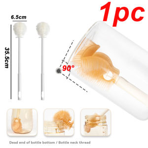 Long Handle Silicone Bottle Brush 90° Foldable Feeding Bottle Cleaning Glass Jar Brush Cleaning Cup Brush