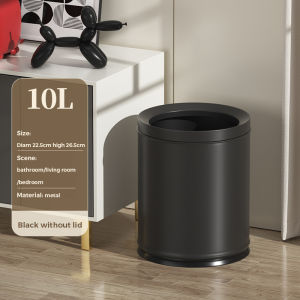 9L/10L/12L double metal bucket creative light luxury shake lid trash can suitable for living room kitchen bathroom bedroom hotel office