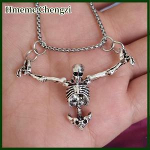 Hmeme Punk Style Punished Man Skull Pendant Necklace For Men Vintage Personalized Necklace Party Jewelry Accessories Halloween Gifts