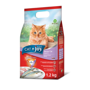 CAT n joy Senior Cat Food อาหารแมวสูงวัย ชนิดเม็ด รสปลาทู สำหรับแมวสูงอายุ 7 ปีขึ้นไป ย่อยง่าย เสริมสร้างกระดูกและฟัน
