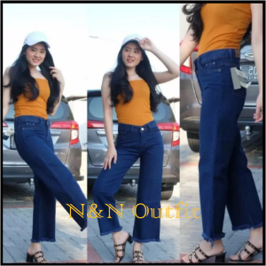 Celana Kulot Jeans Rawis Premium / Kulot Rawis / Celana Highwaist / Celana Jeans Wanita