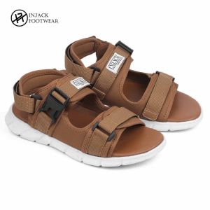 Injack Footwear - Sandal Sendal Gunung Hiking Casual Pria Achazia Tan White size 39-44