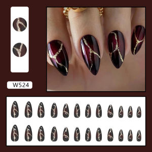 24 Pcs Kuku Palsu Pendek dan Panjang High Premium Tahan Air Fake Nails Art Tahan Lama Free Lem