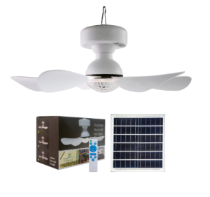Solar Outdoor Ceiling Fan with LED Lights Remote Control Portable Solar Fan 16 Inch Rechargeable Fan Light