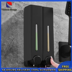 Vktech No Drill Wall-Mounted Shower Soap Dispenser with Transparent Reservoir for Bathroom Easy to Refill and Clean