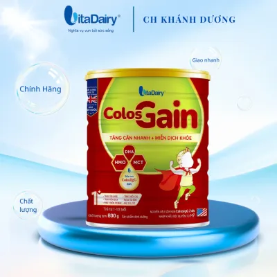 Sữa bột tăng cân nhanh - Miễn dịch khỏe Colos Gain 1 800g cho tre 1-10 tuổi. Date luôn mới. Có mã QR tích điểm