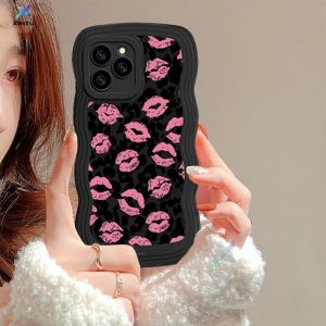 (Lokal Ready) Xinyu Casing hp Redmi Note 12 4G Note 12 Pro Note 11S 11 Pro Redmi A2 A1 Redmi 10 2022 10C 10A 9A 9C 9T Note 10 5G Note 10S Note 9 Note 9 Pro Note 8 Retro Leopard Lip Print Love Hati Bergelombang Soft Case