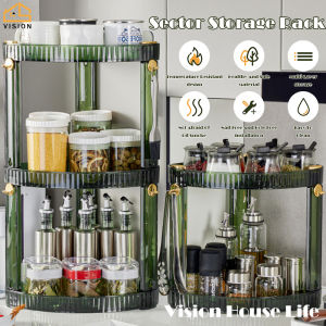 Vision Kitchen Corner Organizer Triangle Spice Rack Seasoning Storage Shelf Condiment Bottle Rack Desktop Cosmetic Storage Rack Bathroom Toilet Corner Organizer Space-Saving Shelf