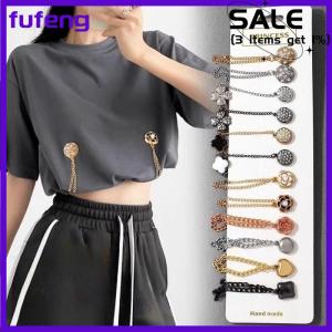 fufeng 2pcs Multi-Function Magnetic Clothing Clip With Chain Metal Buttons Clip Clothes Scarf Trouser Legs Cuff Fixing Magnet Pin