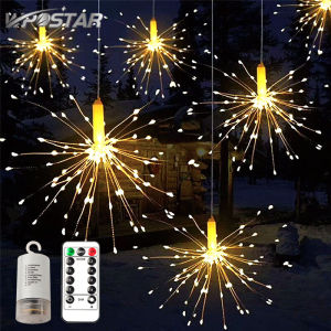 8 Modes Firwork Light Battery Powered LED Firework Copper Wire String Lights Wedding Christmas Garden Decoration