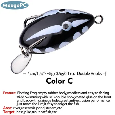 MaxgePC Umpan Katak 4cm/5.6G mềm ếch câu cá thu hút Mini mềm thu hút đôi móc hàng đầu nước ray ếch nhân tạo mồi