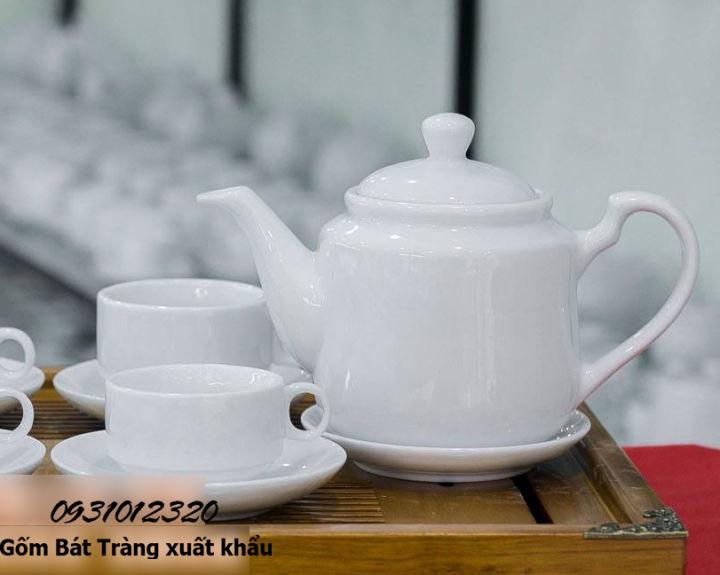 bộ ấm trà trắng CK