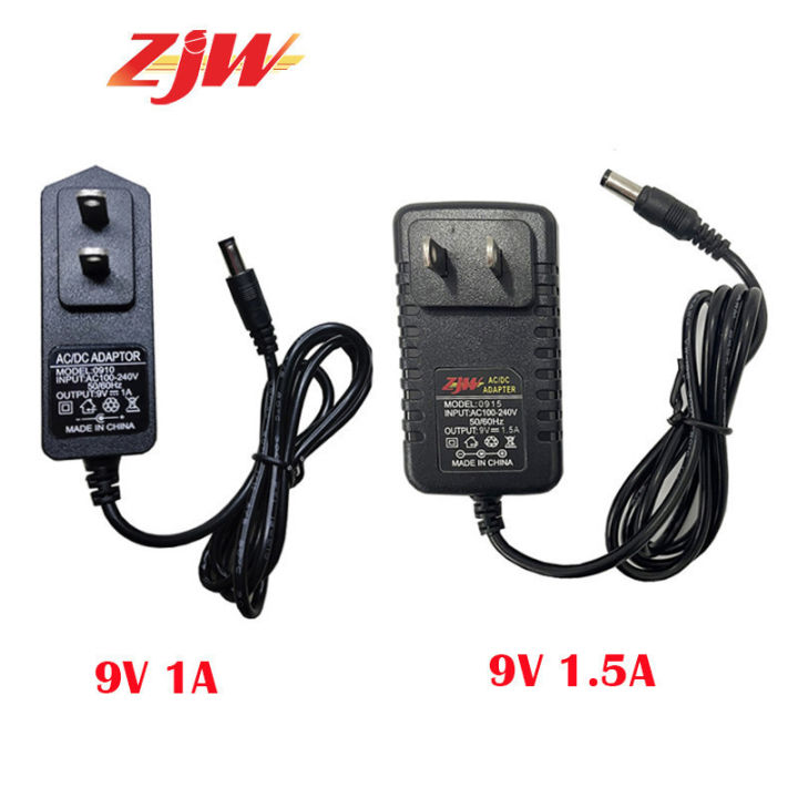 ZJW 9V 1A 1.5A Power Adapter Negative Positive AC/DC Power Supply ...