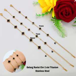 gelang titanium wanita kekinian lapis emas style tangan rantai Bunga permata aksesoris perhiasan