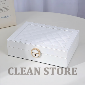 CLEAN Jewelry Box with Lock - Multi Layer Organizer for Watch Necklace Earrings Ring Bracelet Storage Case