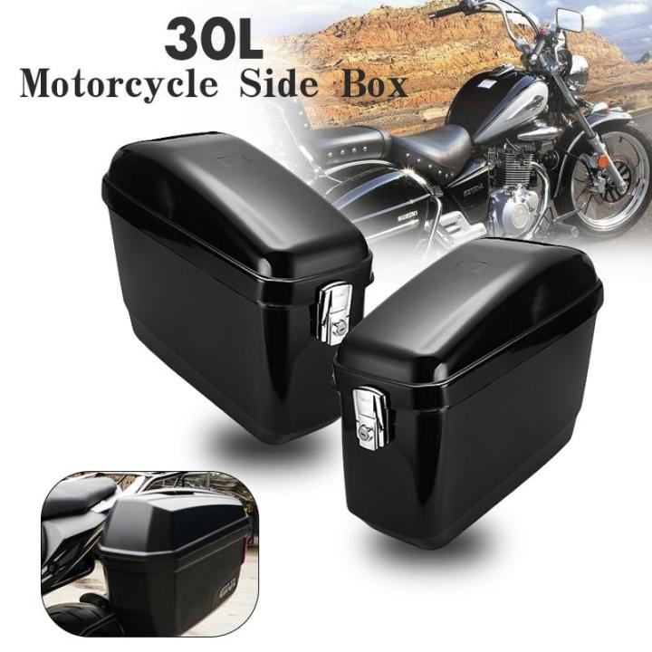 1 Pair Universal 30L Black Motorcycle Side Box Pannier Luggage Tank Hard Case Saddle Bag Cruiser For Harley Honda Easy to install Motorcycle Panniers Side Car For Bicycle Road Box Lazada