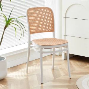 WFURNITURE Nordic Rattan Chair PP Chair Plastic Chair Backrest Chair Restaurant Dining Chair Minimalist Outdoor Kerusi Cafe