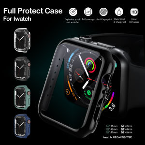 For Apple Watch Case iWatch 6 7 5 4 2 1 3 SE Internal Tempered Glass Case for 38mm 40mm 42mm 44mm 45mm 41mm Screen Protector Shock Resistant Tempered Glass Protective Glass