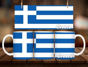 * 1 PC MUG WITH BOX * GREECE FLAG MUG DESIGN 11oz with BOX SOUVINER MUG