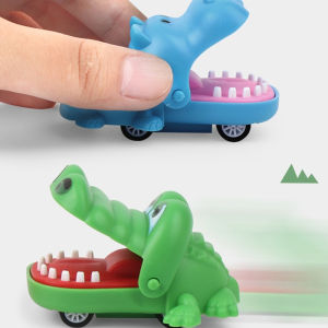 QUANSEN Biting Hand Crocodile Mouth Pull-back Car Toy Cartoon Hippo Puppy Pull Back Toy Car Press Teeth Bite Fingers Tricky Toy