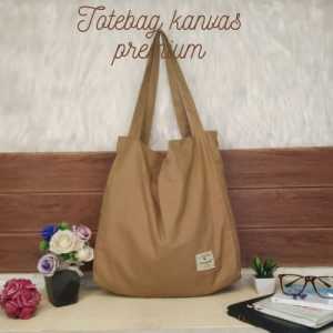 Carravelle Store tote bag kanvas / tas wanita totebag risleting polos bisa custom sablon TOTE 013 C