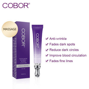 COBOR 20g Multiple Peptide Anti-Wrinkle Eye Cream Whiten Skin Fade Dark Spots Reduce Dark Circles Improve Blood Circulation Firm Skin Prevent Wrinkles Sagging and Uneven Skin Tone With Crystal Diamond Massage Head