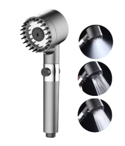 HW026/25 - High-Pressure Shower Head with Turbo Spray Wall Mount No Power Supply Needed Water Filter for Impurities Removal  Large Flow Rate Bathroom Rainfall Shower Accessory