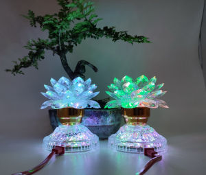 [Giá một cặp] Đèn thờ Hoa Sen 2 Tầng LED đổi 7 màu đèn để bàn thờ Phật Màu trăng Tổ Tiên chưng bàn thờ đẹp [TMS-20W]