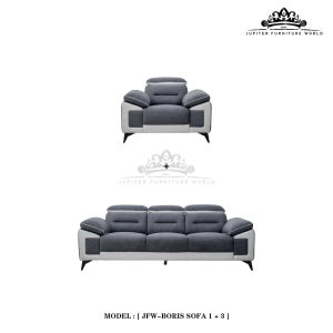 Jupiter Furniture World [ JFW-BORIS SOFA SET ]-3 SEATER SOFA / SOFA SET 1 2 3 SEATER/ SOFA SET FOR LIVING ROOM/ SOFA RUANG TAMU/ SOFA 3 SEATER MODERN/ FABRIC SOFA/ SOFA 2 3 SEATER/ FURNITURE SET LIVING ROOM