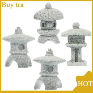 [Buytra] Retro Gazebo Chinese Lanterns Mini Pagoda Model Decoration Stone Miniature Statue Sandstone Home Accessories