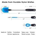 【TheCoachesJournal】3 in 1 Stainless Steel Water Bottle Brush Set Long Handle Water Bottle Scrubbing Brush Bristle Built for Cleaning Narrow Neck Bottles Sport Bottles Baby Bottles Coffee Mugs Tumblers, Flask, Round Head. 