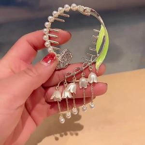 Temperament Hair Clip Flower Shape Shinning Hair Clip for Woman Wedding High Ponytail Hair Delicate Jaw Clip for Bride