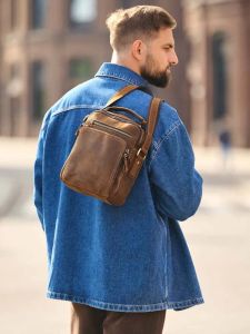 Túi đưa thư đeo vai cho người đàn ông da bò thật nam giới Túi đeo công sở thời trang đơn giản đeo chéo nam nasva