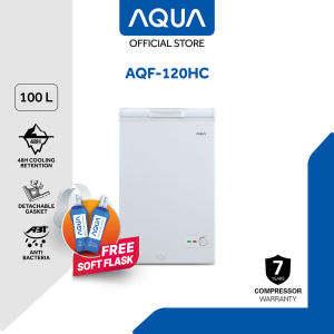AQUA Chest Freezer 1 Pintu 100 L [White] - Double Effective Antibacteria - Fast Freezer Function - High Efficiency Compressor - Counter Balance Hinge - AQF-120HC