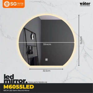 [Vater] LED Semi Round Mirror Wall Mirror Vanity Mirror Bathroom Lampu Cermin Dinding Solek IKEA Mirror Cermin Bilik Mandi IKEA