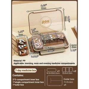 Homepeas® Portable Pill Box Three Meals A Day Sub-pack Medicine Dispenser 7-day Reminder Medicine Box