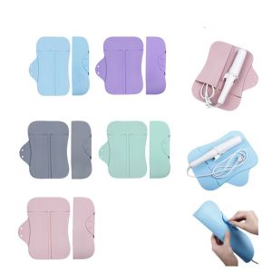 BAIXL Non-slip Hair Straightener Mat Silicone Hairdressing Hair Straightener Storage Bag Multifunctional Heat Resistant Curling iron Protective Cover Hair Styling Tool