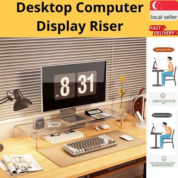 Acrylic monitor computer elevated rack desktop storage rack home office ...