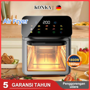 XM Air Fryer 10L LED Touch Screen Non-Stick Coating Visible Window Oil Free Electric Household Fries Machine 空气炸锅 Oven Deep Fryer without Oil