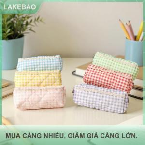 【LAKEBAO】 Ngọt ngào dễ thương kẻ sọc ren bút chì trường hợp xách tay công suất lớn sinh viên văn phòng phẩm lưu trữ túi đơn giản Túi bút nữ tính Túi mỹ phẩm quà tặng
