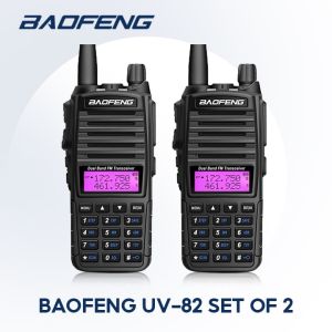 COD Baofeng UV82 Walkie Talkie Long Range 10km Dual PTT Band (VHF/UHF) 5W 128CHS Original Portable Mic Two Way Radio Set Of 8