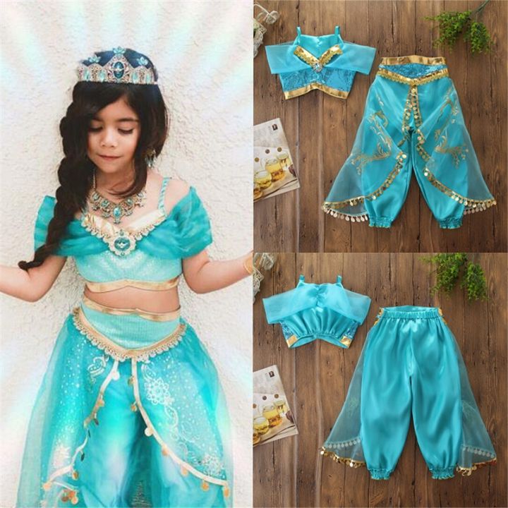 [pickmine] Aladdin Ja Smine Princess Cosplay Baby Kid Girl Fancy Dress 