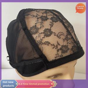 Graceful Lace Wig Cap For Making Wigs 56cm With Adjustable Straps Stretch Weaving U Part Cap Black Womens Dome Hair Nets Hat
