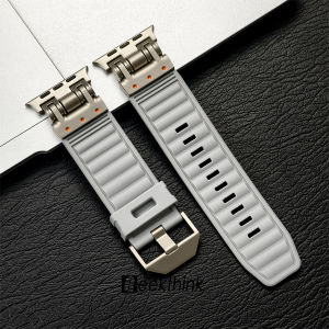 GEEKTHINK Light Luxury Metal+ Stripe Sport Silicone Strap Silicone Strap (no watch) For Apple Watch 9 Ultra 2/Ultra Strap 49mm 45mm 44mm 42mm Watch Band For iWatch Series 9 8 7 SE/SE2 6 5 4 3