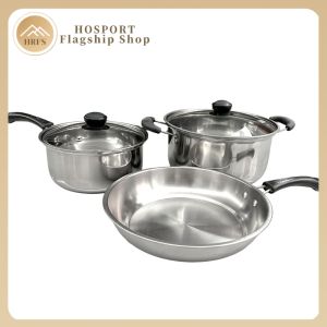 3-Piece Stainless Steel Saucepan Set with Glass Lids and Stay Cool Handles for All Cookers