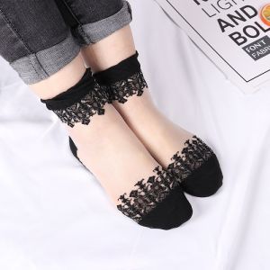 2 Đôi Phụ Nữ Ren Xù Mắt Cá Chân Vớ Mềm Mại Thoải Mái Xuyên Thấu Đối Lụa Bông Co Giãn Lưới Đan Diềm Trang Trí Trong Suốt Tất Nữ Nóng 2023