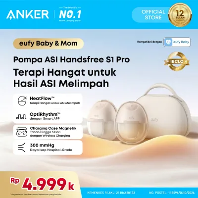 Anker eufy S1 Pro Pompa ASI Pintar Elektrik Handsfree dengan Terapi Hangat HeatFlow dan tas charger/ Handsfree Breast Pump Heating Function with charging case/Wireless Smart Breast Pump - T8D04
