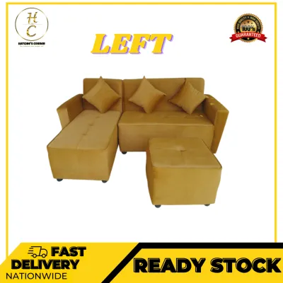 BEAUTY WITH 3 PCS PILLOWS & 1 FOOTSTOOL MODERN L-SHAPE SOFA SET FOR LIVING ROOM - HATCHIES CORNER