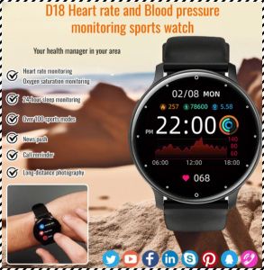 Heart Rate Blood Pressure Monitoring Watch Light and Thin Waterproof Smartwatch Remote Shooting