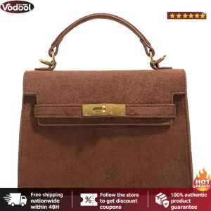 [VTO] Women Faux Suede Crossbody Bag Solid Color Tote Handbag Underarm Purse for Daily Travel Work